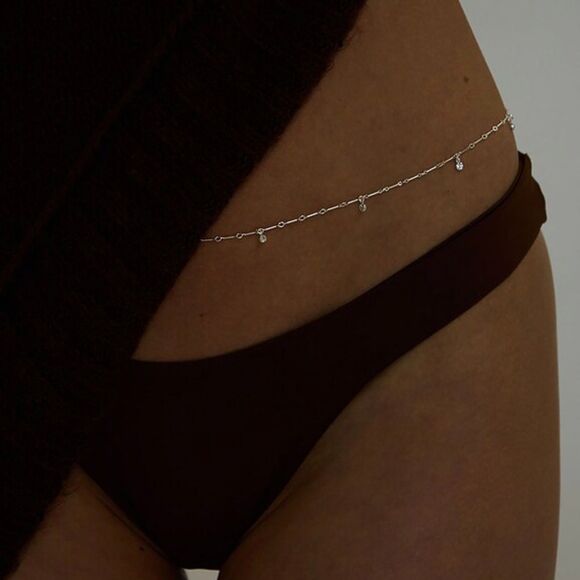 REVOLVE NAiiA Vivien Sterling Shaker Belly Chain Dangling White Cubic Zirconia - Picture 1 of 7